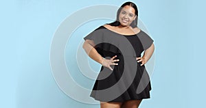 Plus size model in studio shoot