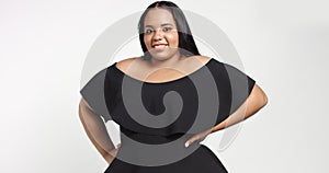 Plus size model in studio shoot