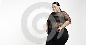 Plus size model in studio shoot