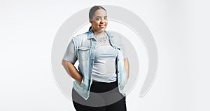 Plus size model in studio shoot
