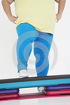 Plus Size Woman On Exercise Steps