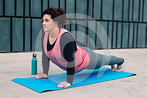 Plus size woman sport workout.