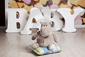 Plush hippo letters baby
