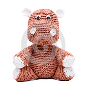 Plush hippo in brown color