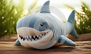 The plush shark, with its soft, velvety texture, was a popular choice among kids at the toy store