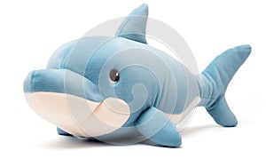 The plush shark was carefully placed on the shelf, its vibrant colors and realistic features catching the eye of passersby