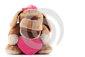 Plush toy dog on white background