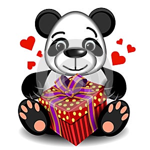 Plush toy love Panda with box gift