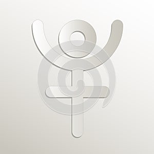 Pluto bident symbol monogram, planets symbols icon, card paper 3D natural