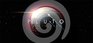 Pluto, creative vector planet. Space background. Galaxy Colorful abstract futuristic illustration. Planet of solar system