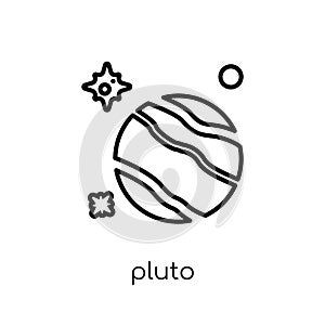 pluto icon. Trendy modern flat linear vector pluto icon on white