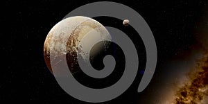 Pluto Planet with Charon Moon