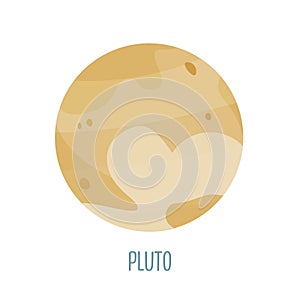 Pluto. Planet of the solar system on a white background. Vector illustration in cartoon style for children. Icon of the