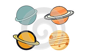 pluto planet space illustration set , pluto planet vector set