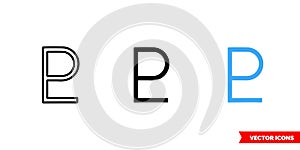 Pluto symbol icon of 3 types color, black and white, outline. Isolated vector sign symbol