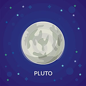 Pluto Vector Illustration, with star and blue background