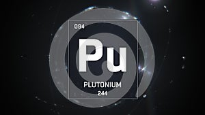 Plutonium as Element 94 of the Periodic Table 3D illustration on silver background