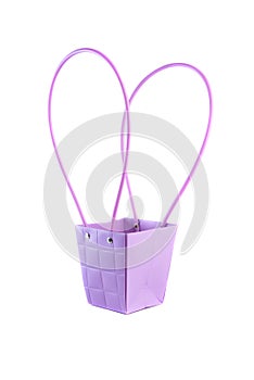 Plym package bag for flowers made of corrugated cardboard on white background photo