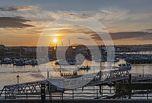 Plymouth Barbican at sunrise in England UK