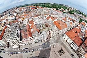 Plzen, Czech Republic, view from St. Nicolas Cathedral`s tower