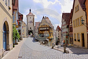 Rothenburg ob der Tauber, PlÃÂ¶nlein with Upper and Lower Gate in the Romantic Medieval Town, Bavaria, Germany