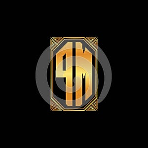 PM Logo Letter Geometric Golden Style