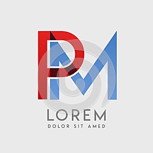 PM logo letters with blue and red gradation