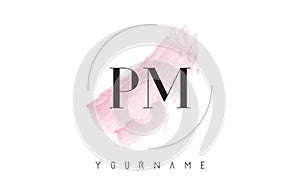 PM P L Watercolor Letter Logo Design with Circular Brush Pattern