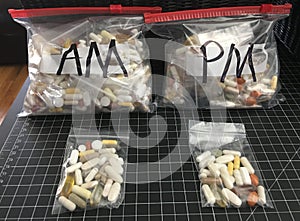 Am and Pm Portions Presciptions Vitamins and Supplements Bags
