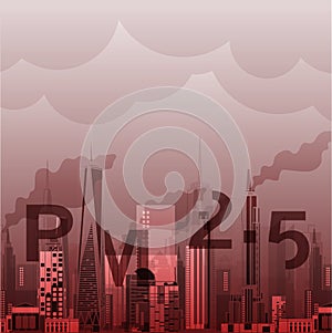 PM2.5 in city background architectural with drawings of modern for use web, magazine or poster vector design