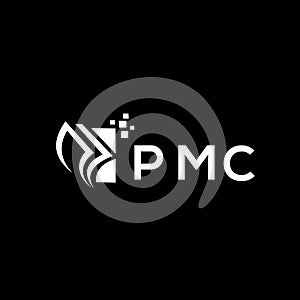 PMC credit repair accounting logo design on BLACK background. PMC creative initials Growth graph letter logo concept. PMC business photo
