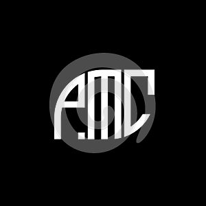 PMC letter logo design on black background.PMC creative initials letter logo concept.PMC vector letter design