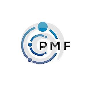PMF letter technology logo design on white background. PMF creative initials letter IT logo concept. PMF letter design