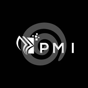 PMI credit repair accounting logo design on BLACK background. PMI creative initials Growth graph letter logo concept. PMI business