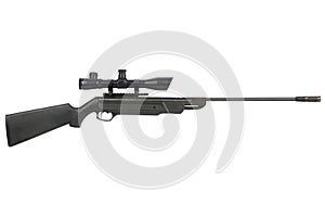 pneumatic air rifle with scope sight isolated on white