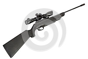 pneumatic air rifle with scope sight isolated on white