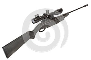 pneumatic air rifle with scope sight isolated on white