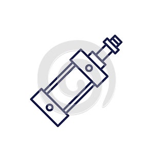 pneumatic cylinder line icon on white