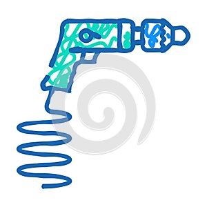 pneumatic drill tool work icon doodle illustration