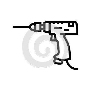 pneumatic drill tool work line icon vector illustration