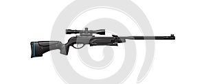 Pneumatic rifle with a telescopic sight. Modern air rifle on a bipod isolate on a white background. Sports weapon for accurate