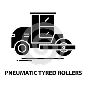 pneumatic tyred rollers icon, black vector sign with editable strokes, concept illustration