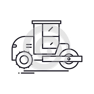 Pneumatic tyred rollers icon, linear isolated illustration, thin line vector, web design sign, outline concept symbol