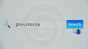 Pneumonia - browser search query, Internet web page