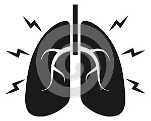 Pneumonia icon. Lung disease symbol. Respiratory sickness