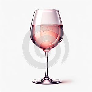 A png graphic of a full glass of pink blush moscato wine on a white background