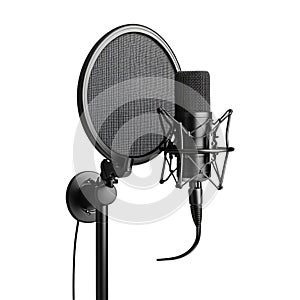 PNG Microphone in Studio for Recording Podcast on Transparent Background - Ai Generated