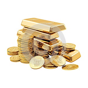 PNG Stack of Gold Bars of Different Sizes on Transparent Background - Ai Generated