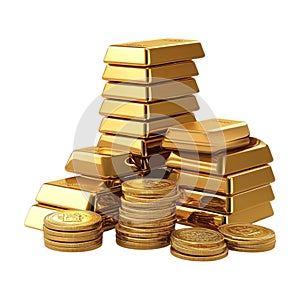 PNG Stack of Gold Bars of Different Sizes on Transparent Background - Ai Generated