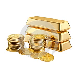 PNG Stack of Gold Bars of Different Sizes on Transparent Background - Ai Generated